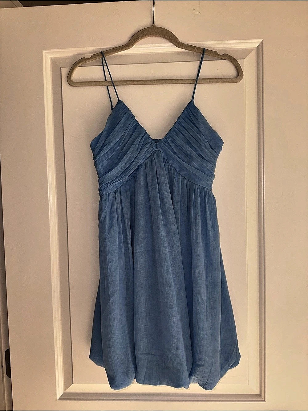 Abercrombie & Fitch Blue Chiffon Bubble Hem Mini Dress Size XS